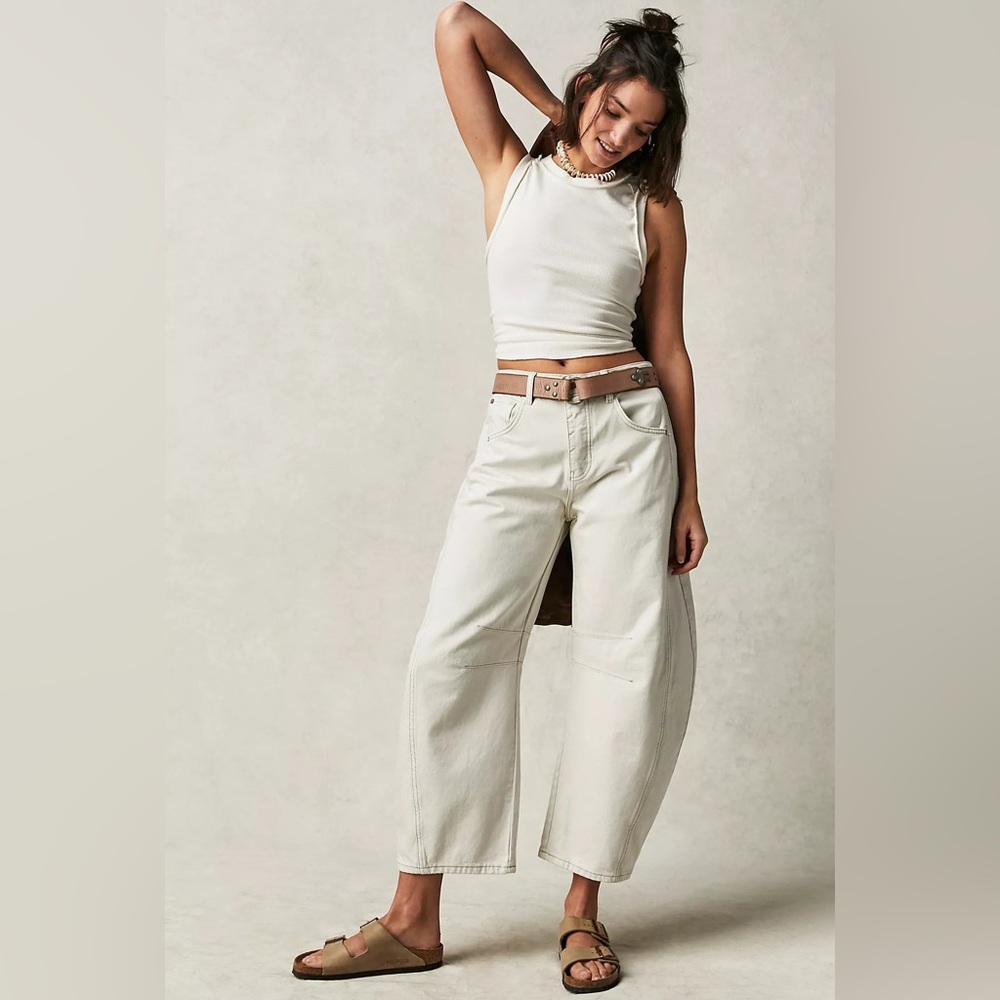 Free People- We The Free Good Luck Mid Rise Barrel Jean Sz 28